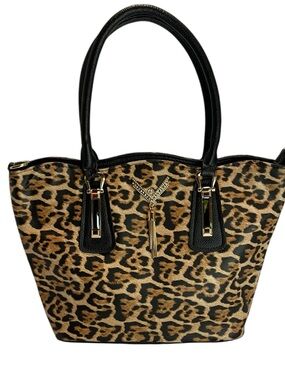 Leopard Print  Bag with Black Trim